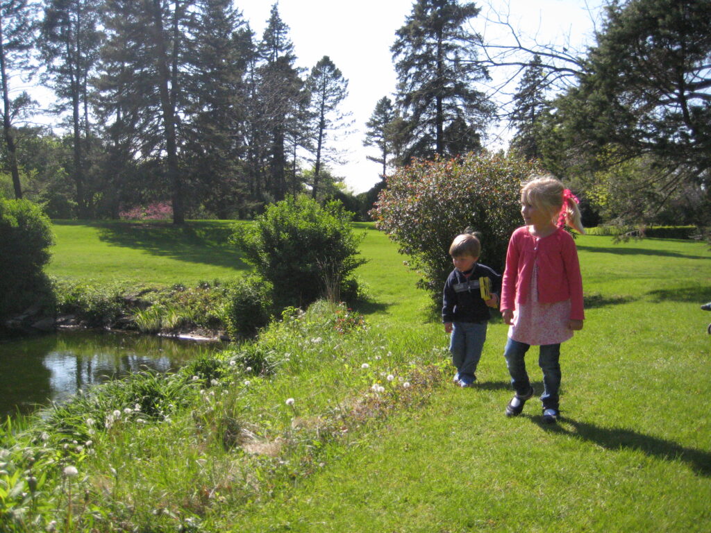 Kids near pond